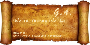 Güns Annunciáta névjegykártya